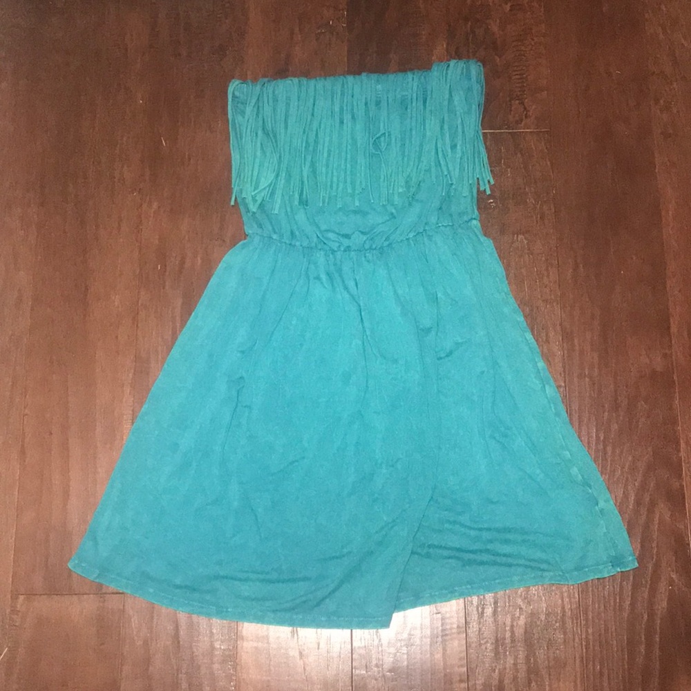 Fringe strapless dress